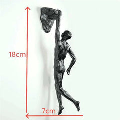 Athlete Rock Climbing Man Resin Wall Hanging Sculpture - Retro Statue Figure Decor