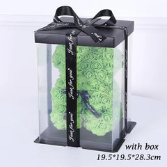 25cm Artificial Rose Flower Teddy Bear with Gift Box - Romantic Keepsake Gift for Valentine's Day, Girlfriend, & Mom