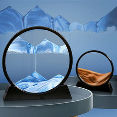 3D Moving Sand Art Picture: Round Glass Deep Sea Sandscape Hourglass for Home & Office Decor