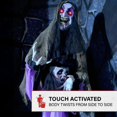 Scary Vampire Lady Animatronic with Baby Sound - Haunted Hill Farm Halloween Decoration for Yard Haunts