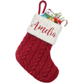 Mini Custom Christmas Stockings with Names Red Personalized Knitted Christmas Stockings for Kids Family Xmas Stocking for Decor