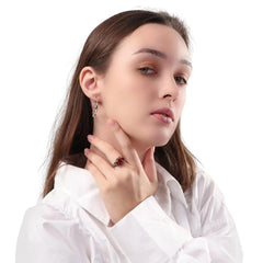 Fashion Couple Rings - Romantic Women Heart Blue Rhinestones Zircon Ring & Men Stainless Steel Celtic Dragon Ring - Wedding Jewelry