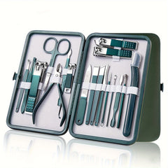 Professional Stainless Steel Manicure & Pedicure Nail Care Kit (7-18 Pc) with Travel Case