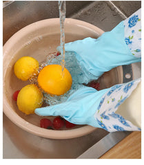 Winter Fleece-Lined Long Waterproof Gloves for Dishwashing and Household Cleaning