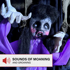 Scary Vampire Lady Animatronic with Baby Sound - Haunted Hill Farm Halloween Decoration for Yard Haunts