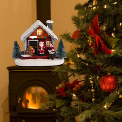 Winter Snow Christmas Village Building Santa Village Houses Decoration Figurines Light Up Home Holiday Tabletop Ornament Gifts