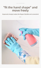 Winter Fleece-Lined Long Waterproof Gloves for Dishwashing and Household Cleaning