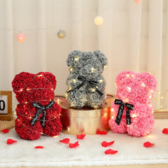 25cm Artificial Rose Flower Teddy Bear with Gift Box - Romantic Keepsake Gift for Valentine's Day, Girlfriend, & Mom