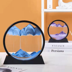 3D Moving Sand Art Picture: Round Glass Deep Sea Sandscape Hourglass for Home & Office Decor
