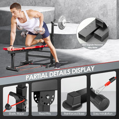 6-in-1 Adjustable Weight Bench Set with Squat Rack, Leg Developer, and Preacher Curl - 600lbs Capacity