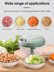 Home Kitchen Manual Ginger Grinder - Multifunctional Food, Vegetable Cutter & Meat Grinder with 500ml/900ml Capacity