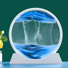 3D Moving Sand Art Picture: Round Glass Deep Sea Sandscape Hourglass for Home & Office Decor