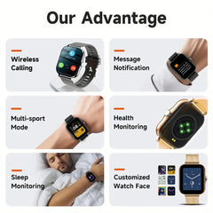 2024 Smart Watch for Men & Women | Full Touch Screen Sport Fitness Tracker with BT Call Function (Gift for Xiaomi)