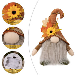 Fall Gnome Maple Leaf Sunflower Plush Faceless Doll - Glowing Elf Dwarf Decorations for Christmas, Autumn, Thanksgiving Decor & Gifts