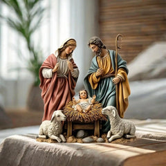 Nativity Scene Figurine Tabletop Decor - Festive Nativity Figurine Display Set for Gift, Car, Indoor Decor, Living Room, Office