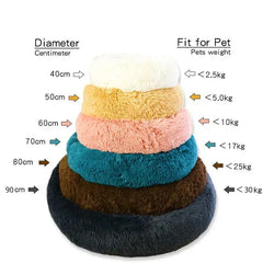 40–90cm Round Plush Pet Bed – Super Soft, Warm Dog & Cat Bed for Winter Comfort