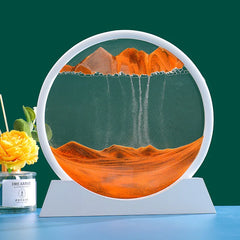 3D Moving Sand Art Picture: Round Glass Deep Sea Sandscape Hourglass for Home & Office Decor