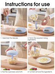 Home Kitchen Manual Ginger Grinder - Multifunctional Food, Vegetable Cutter & Meat Grinder with 500ml/900ml Capacity