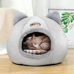 Cozy Cat Bed with Ears – Warm, Soft & Washable for All Cat Sizes.