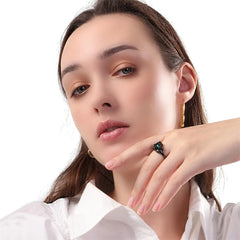 Fashion Couple Rings - Romantic Women Heart Blue Rhinestones Zircon Ring & Men Stainless Steel Celtic Dragon Ring - Wedding Jewelry