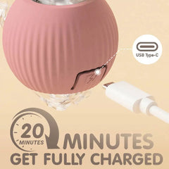 Smart USB Rolling Cat Ball – Rechargeable Interactive Toy with Tail Light & 4 Modes