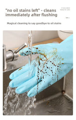 Winter Fleece-Lined Long Waterproof Gloves for Dishwashing and Household Cleaning