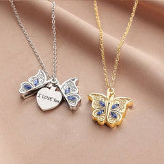 Engravable Butterfly Locket Necklace for Mom & Girlfriend - Personalized Valentine's Day Jewelry