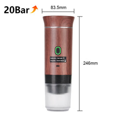 Wireless Electric Portable Espresso Coffee Machine for Car, Home, Camping - 3-in-1 Capsule and Powder Travel Coffee Maker
