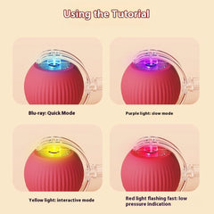 Smart USB Rolling Cat Ball – Rechargeable Interactive Toy with Tail Light & 4 Modes