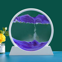 3D Moving Sand Art Picture: Round Glass Deep Sea Sandscape Hourglass for Home & Office Decor