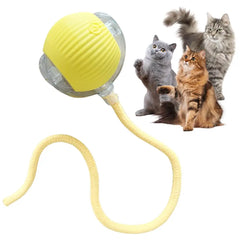 Smart USB Rolling Cat Ball – Rechargeable Interactive Toy with Tail Light & 4 Modes