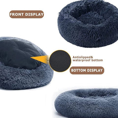 40–90cm Round Plush Pet Bed – Super Soft, Warm Dog & Cat Bed for Winter Comfort