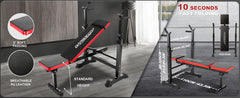 6-in-1 Adjustable Weight Bench Set with Squat Rack, Leg Developer, and Preacher Curl - 600lbs Capacity