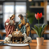 Nativity Scene Figurine Tabletop Decor - Festive Nativity Figurine Display Set for Gift, Car, Indoor Decor, Living Room, Office