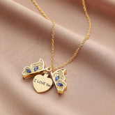 Engravable Butterfly Locket Necklace for Mom & Girlfriend - Personalized Valentine's Day Jewelry