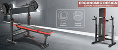 6-in-1 Adjustable Weight Bench Set with Squat Rack, Leg Developer, and Preacher Curl - 600lbs Capacity