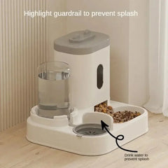 Automatic Feeder Dog Cat Food Bowl with Water Fountain - Large Capacity Pet Food Storage Dispenser Container for Puppies and Cats