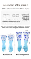 Winter Fleece-Lined Long Waterproof Gloves for Dishwashing and Household Cleaning