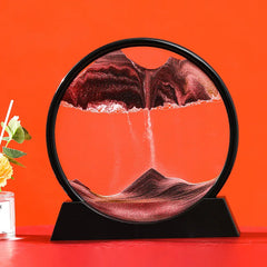 3D Moving Sand Art Picture: Round Glass Deep Sea Sandscape Hourglass for Home & Office Decor