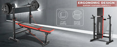 6-in-1 Adjustable Weight Bench Set with Squat Rack, Leg Developer, and Preacher Curl - 600lbs Capacity