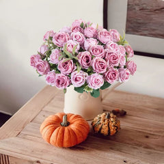 10-Head Silk Artificial Rose Flower Bundle | Premium Faux White Roses for Wedding, Vase, & Home Decor