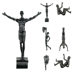 Athlete Rock Climbing Man Resin Wall Hanging Sculpture - Retro Statue Figure Decor