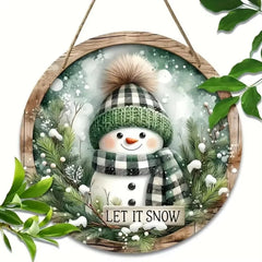 Charming Snowman Circular Wooden Sign Suitable for Home Living Room Door Decoration - Ideal Choice for Christmas and Winter
