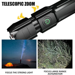 Powerful Rechargeable LED Flashlight - 100,000 Lumens Tactical Zoom Torch