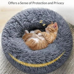 40–90cm Round Plush Pet Bed – Super Soft, Warm Dog & Cat Bed for Winter Comfort