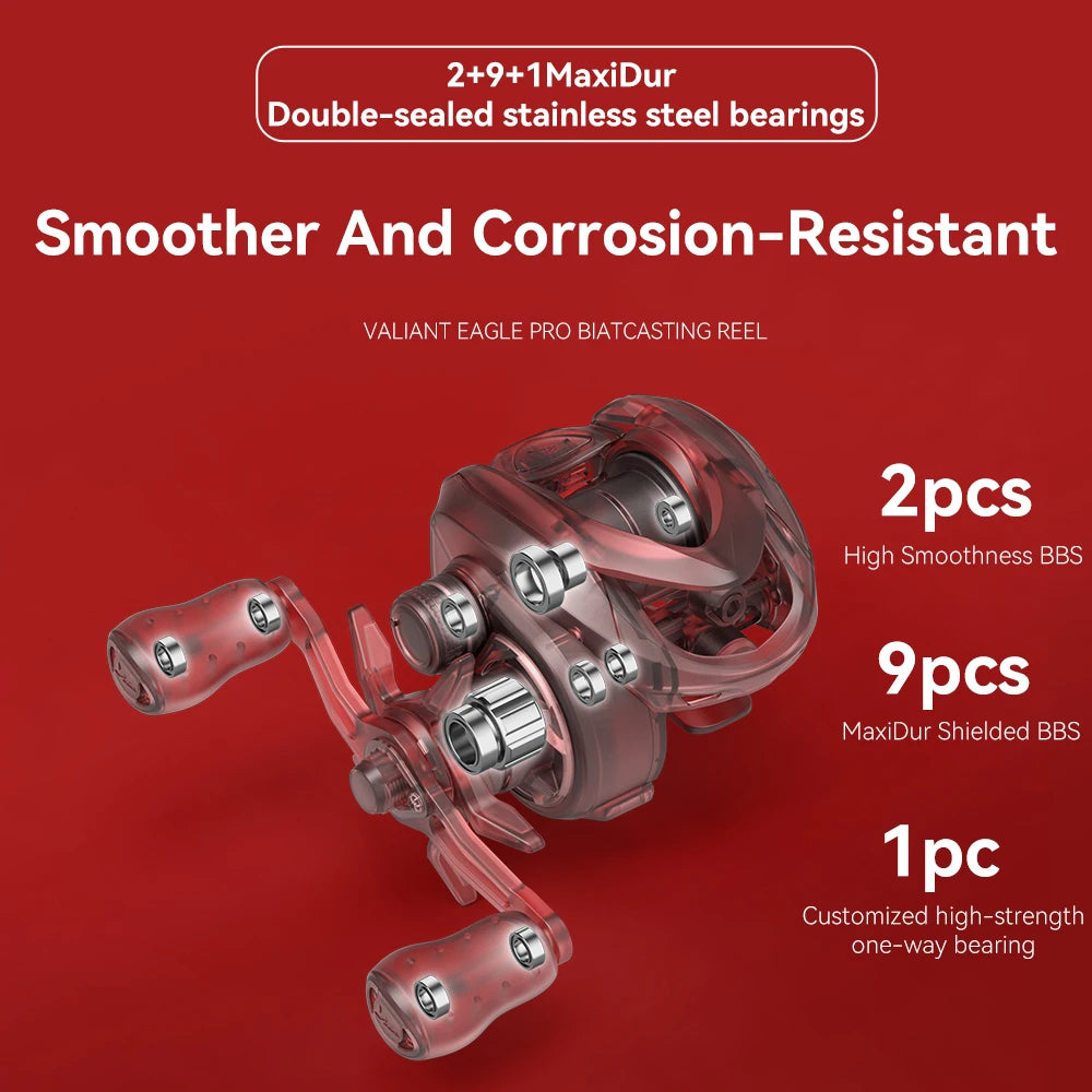 KastKing Valiant Eagle II Pro Bait Finesse System Baitcasting Reel - 6kg Max Drag, 8.4:1 High-Speed Fishing Reel for Bass & Pike