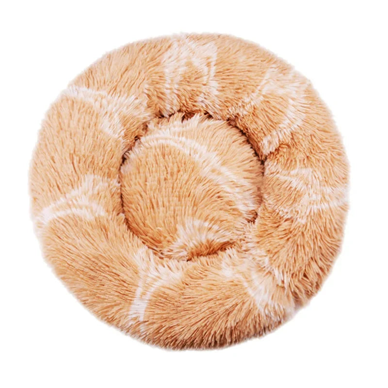 40–90cm Round Plush Pet Bed – Super Soft, Warm Dog & Cat Bed for Winter Comfort