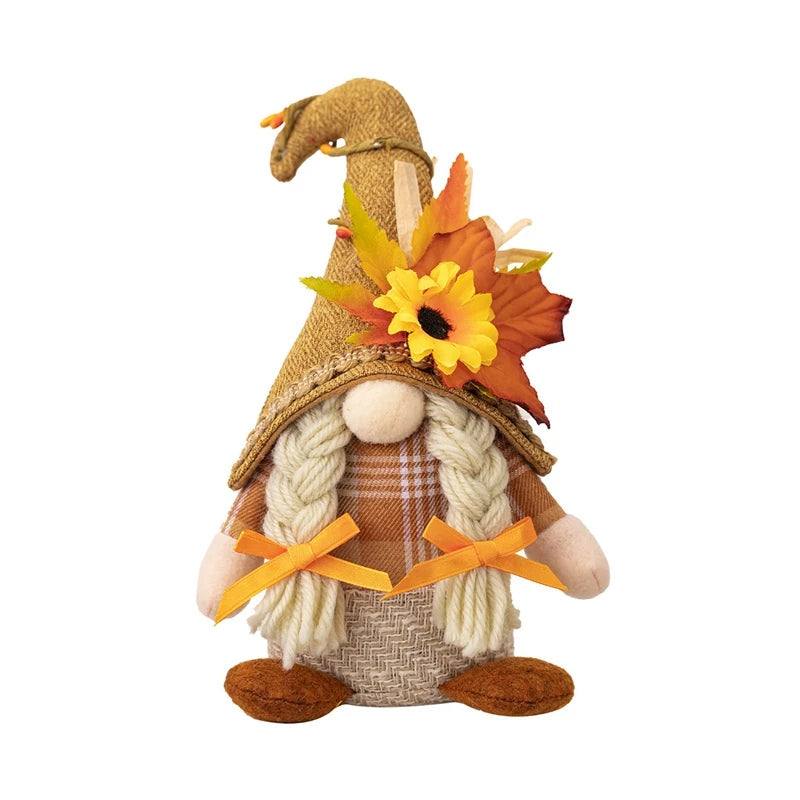 Fall Gnome Maple Leaf Sunflower Plush Faceless Doll - Glowing Elf Dwarf Decorations for Christmas, Autumn, Thanksgiving Decor & Gifts