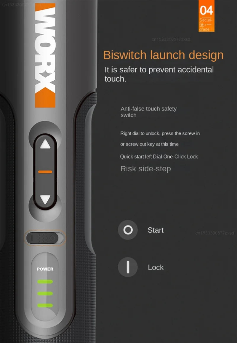 WORX WX242 Mini Electrical Screwdriver Set Smart Cordless Electric Screw Driver Rechargeable With 30 Bit Set Power Drill Tools