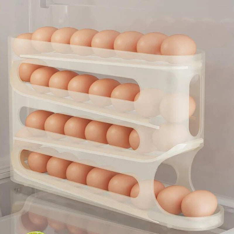 SEO Title: 2–4 Layer Slide Egg Storage Box – Ladder-Style, Large Capacity, Auto-Rolling for Refrigerator Door
